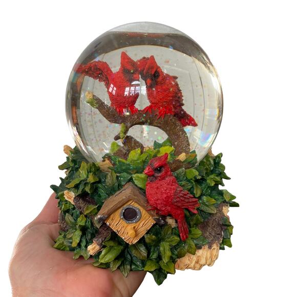 San Francisco Music Box Red Cardinal Water Globe Snow Once Upon A December Rare - Picture 1 of 14